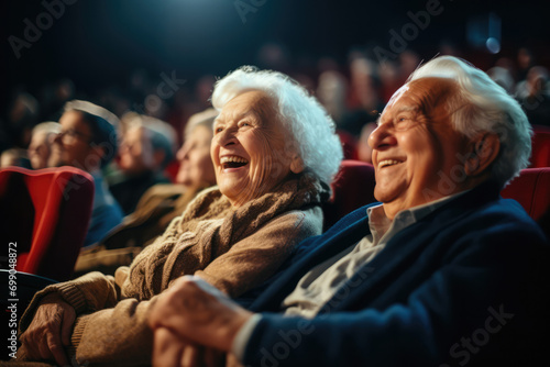 Elderly Individuals Content While Watching Film In Theater