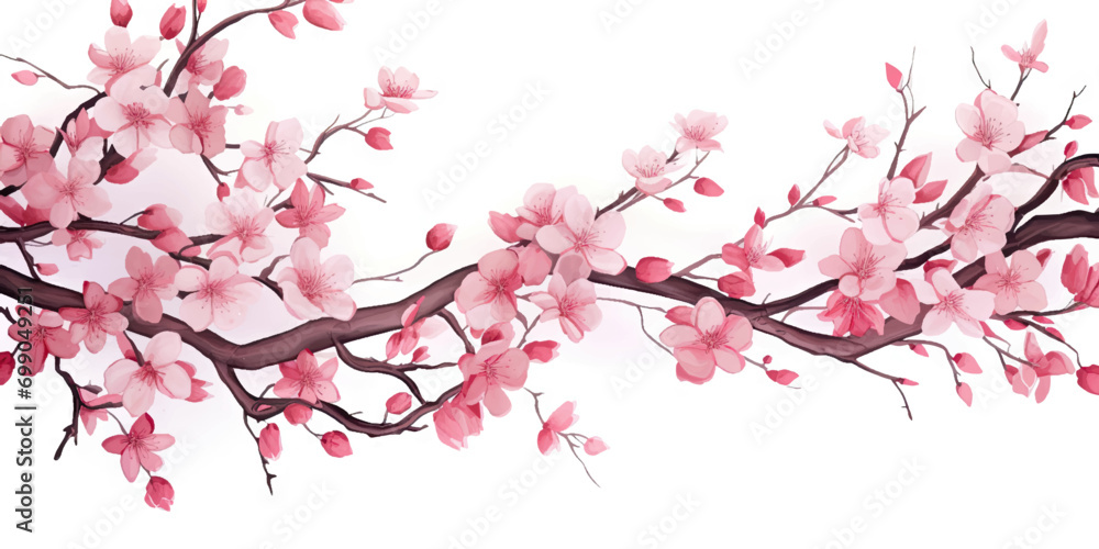 Fototapeta premium Ink painting cherry blossom white background