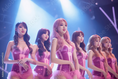 Popular Korean Girl Group Singing On Stage During Concert