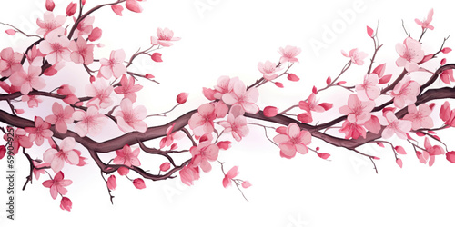 Ink painting cherry blossom white background