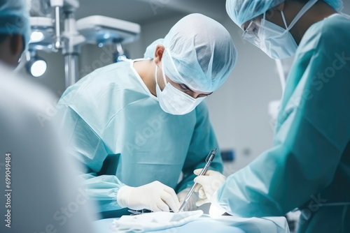 High-Quality Photo Of Surgeons Performing Operation In Modern Operating Room