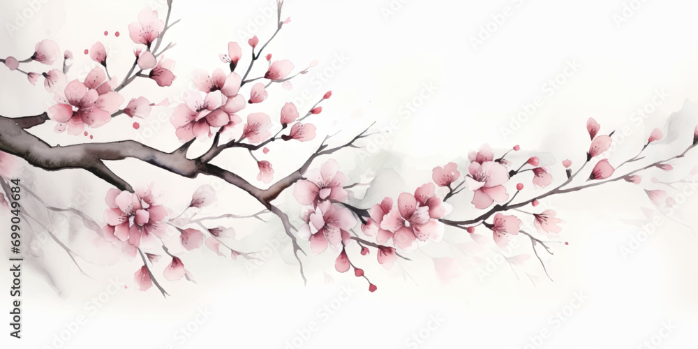 Ink painting cherry blossom in white background Ink painting cherry blossom in white background