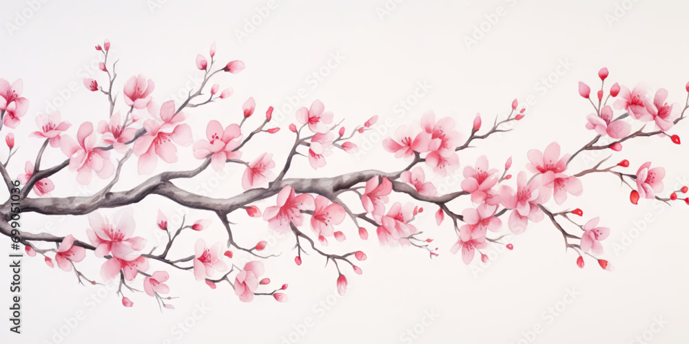 Ink painting cherry blossom in white background Ink painting cherry blossom in white background