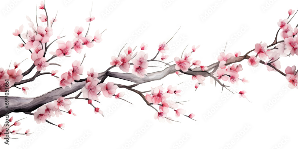 Ink painting cherry blossom in white background