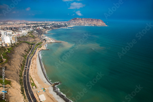 The Malecón de Miraflores is a scenic boardwalk and park area located along the cliffs overlooking the Pacific Ocean in the Miraflores district of Lima, Peru. 