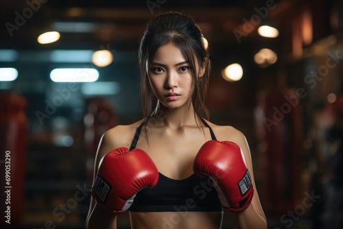 woman boxer athlete in the gym © Olha Yavorska