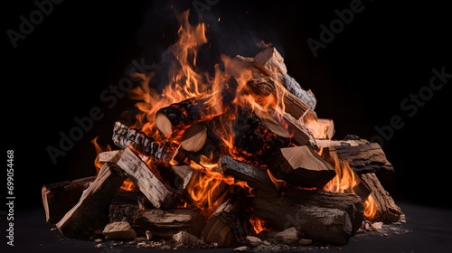 Burning fire logs, cut out