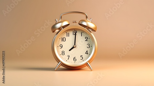 Close-up of retro alarm clock on minimalist theme background, countdown concept illustration