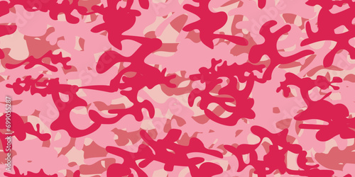 Women Camo Print. Digital Rose Camouflage Seamless Paint. Repeat Abstract Camoflage. Urban Fabric Pattern. Seamless Vector Camouflage. Military Army Print. Girl Pink Grunge. Camo Female Pink Texture. photo