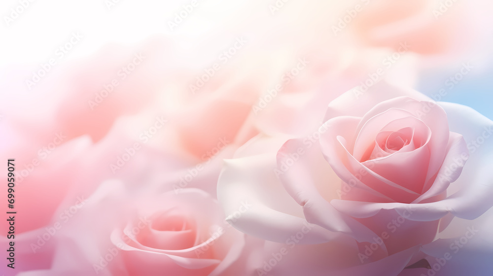 Sweet colorful roses in pastel colors, blur style, decorative flower background pattern, PPT background