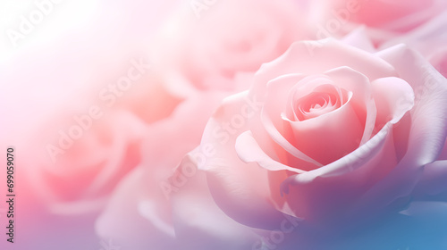 Fototapeta Naklejka Na Ścianę i Meble -  Sweet colorful roses in pastel colors, blur style, decorative flower background pattern, PPT background