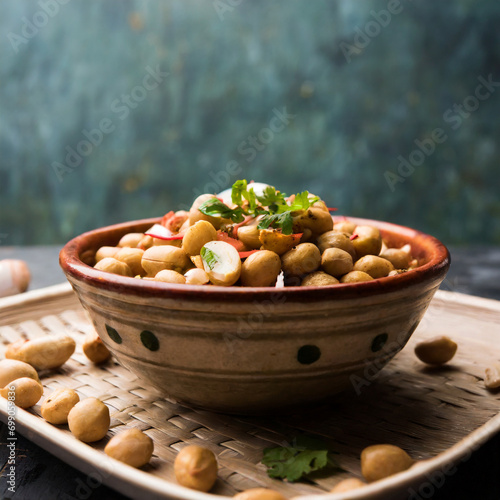 boiled peanut chaat or chatpata sing dana or shengdana or mungfali photo