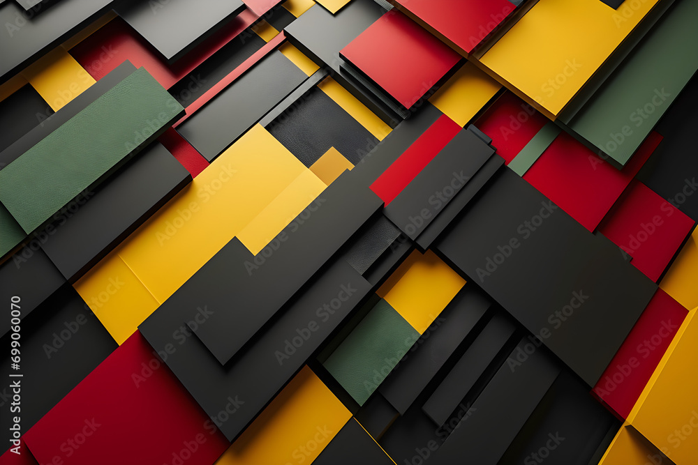 Background of black, red, yellow, and green abstract geometric shapes Background of black, red, yellow, and green abstract geometric shapes