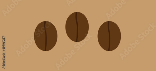 coffee beans coarsely on a light brown background