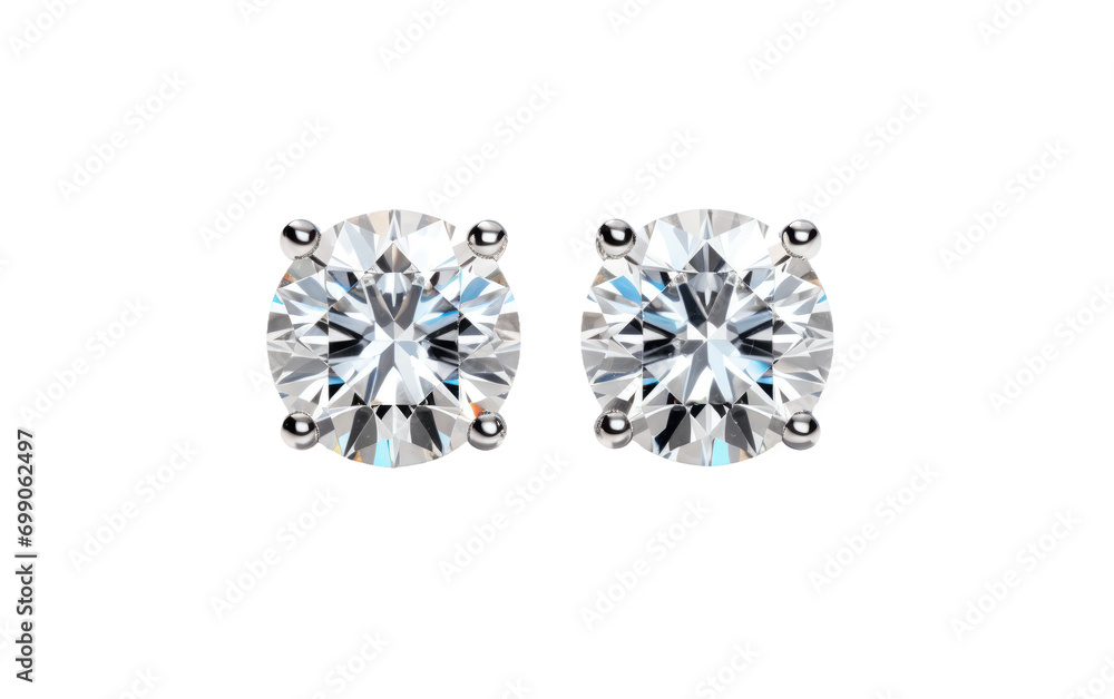 Admiring the Timeless Allure of Diamond Studs On a White or Clear Surface PNG Transparent Background. Admiring the Timeless Allure of Diamond Studs On a White or Clear Surface PNG Transparent Background.