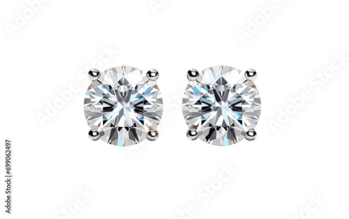 Admiring the Timeless Allure of Diamond Studs On a White or Clear Surface PNG Transparent Background.