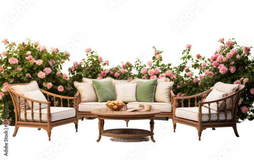 Beauty of Garden-Inspired Furniture Set On a White or Clear Surface PNG Transparent Background.