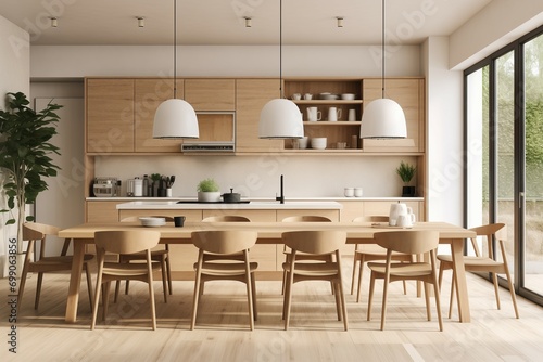 Scandinavian kitchen design showcasing an island dining space