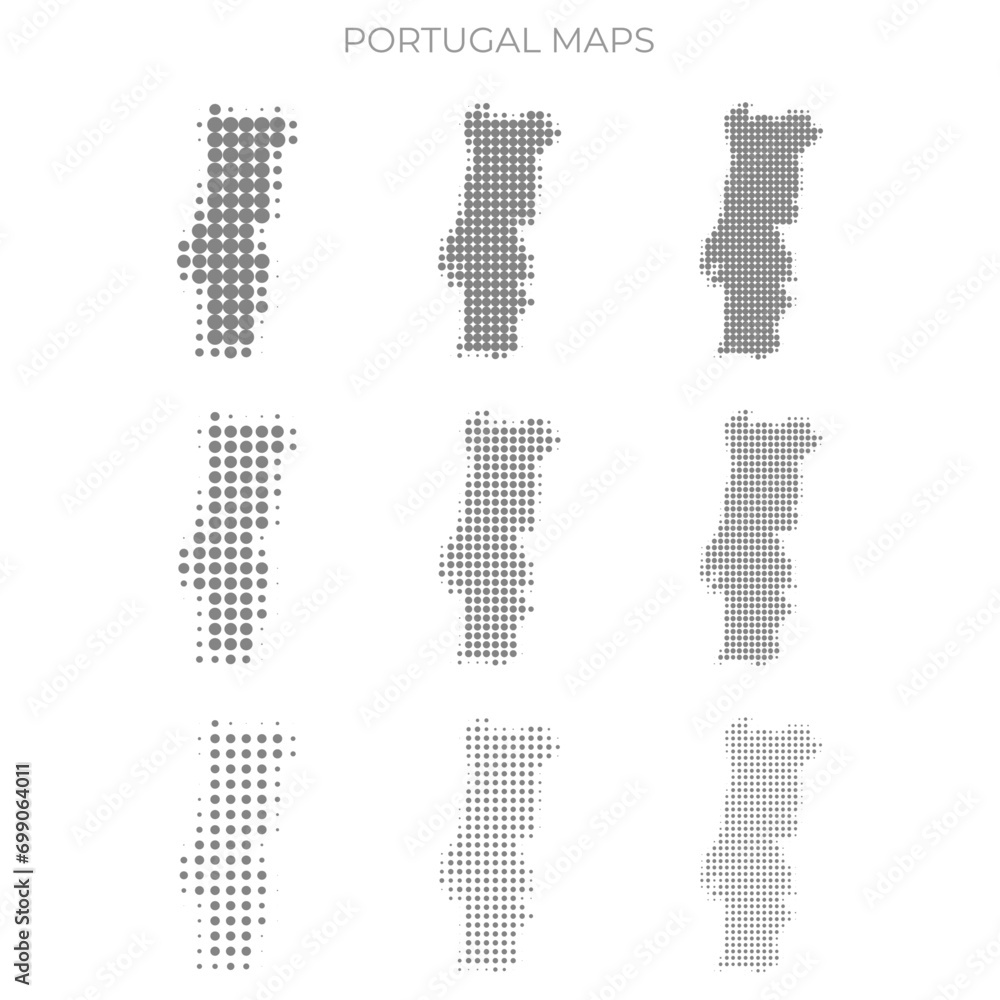 portugal dotted map styles - obrazy, fototapety, plakaty 