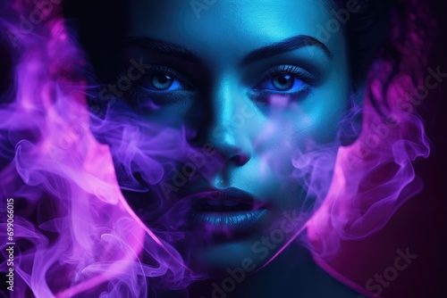 Portrait of a woman shrouded in colored smoke. abstract portrait © inna717
