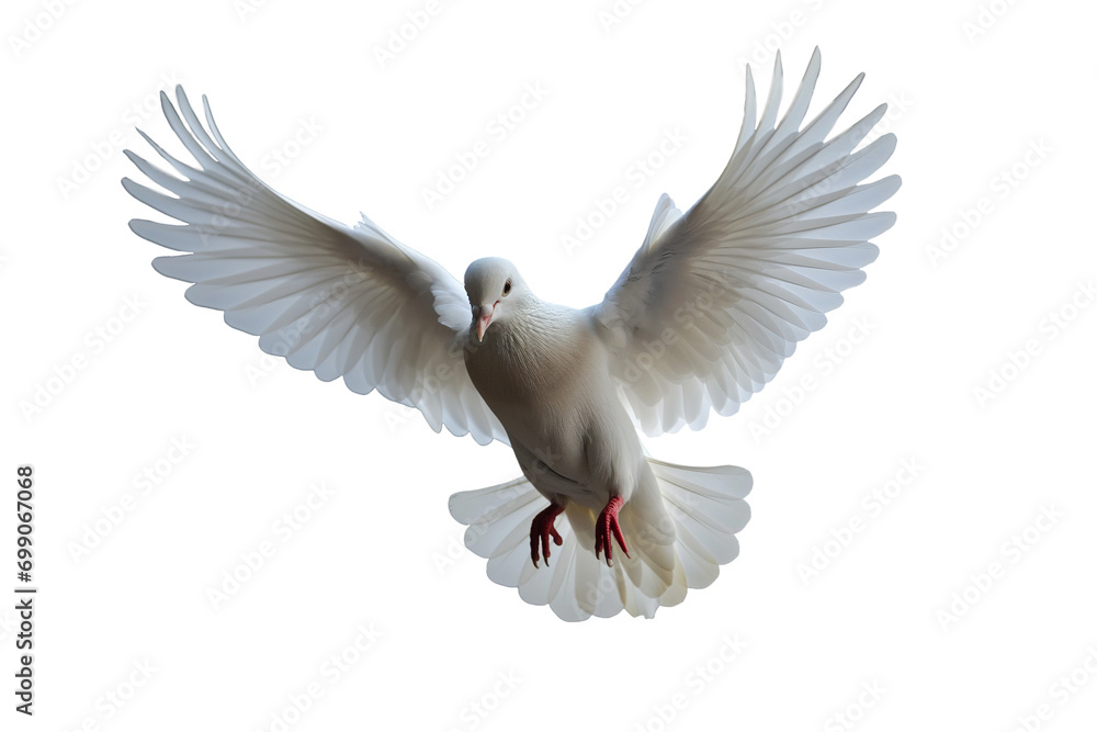 Obraz premium white flying dove isolated on transparent background