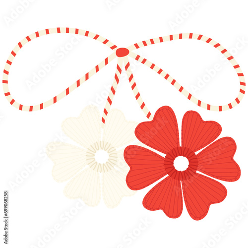 Martisor talisman, traditional accessory for holiday.Martenitsa. Baba Marta Day, Grandma Marta Day. Hello spring.