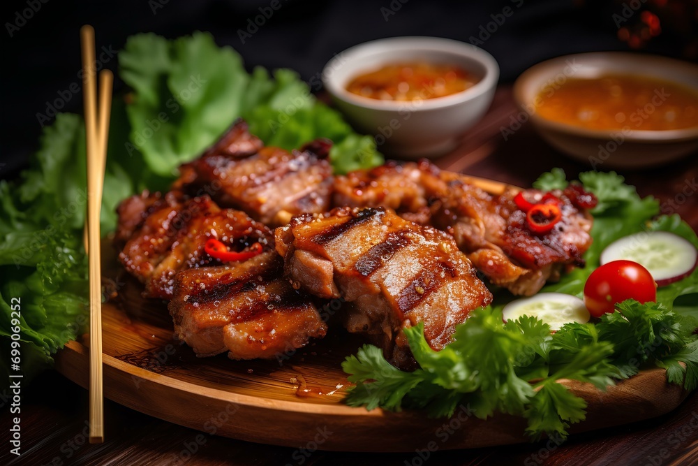 grilled pork ribs made by midjeorney