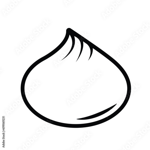 Bao Zi or Bakpao dimsum vector icon outlined isolated on plain horizontal white background. Simple flat minimalist chinese food dimsum drawing with cartoon art style.