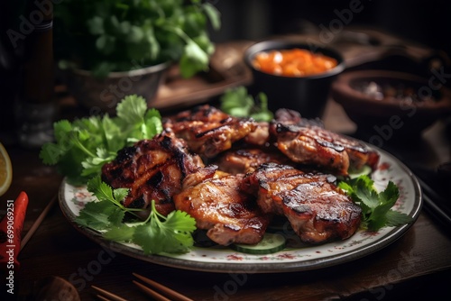 grilled pork ribs made by midjeorney photo