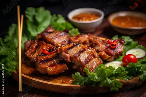 grilled pork ribs made by midjeorney