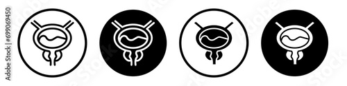 Prostate icon set. urinary inflammation vector symbol in black filled and outlined style.