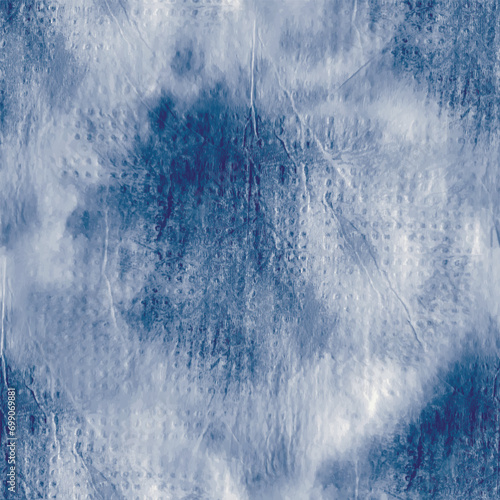 Blue Tie Dye Paint. Vector Seamless Repeat. Tie Dye Grunge Mark. Ink Print Tie Dye. Stripe Ink Background. Dirty Abstract Circle. Blue Spot Spatter. Grunge Peace. Seamless Indigo Tie Die.