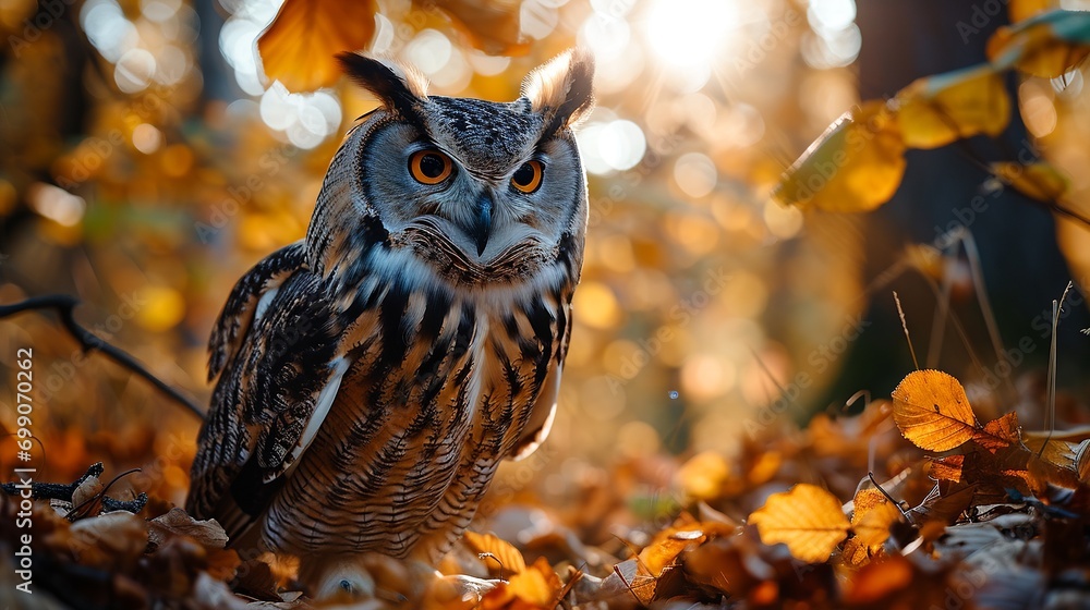 great horned owl on a branch great horned owl on a branch