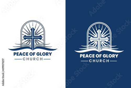 Christian church logo design, Holy church logo idea vector