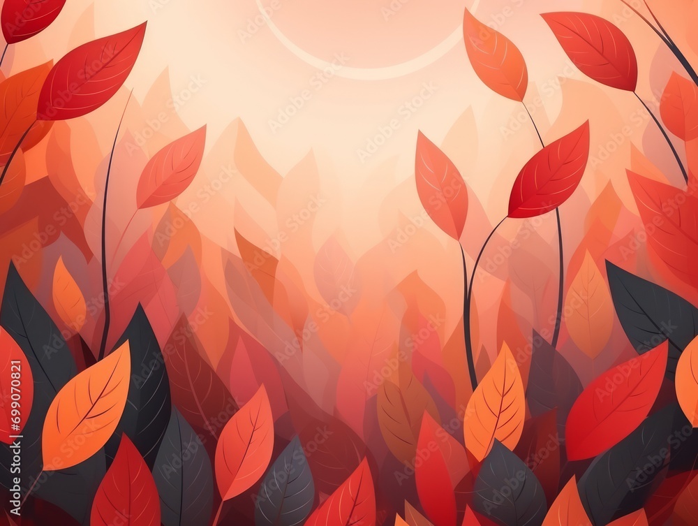 Autumn background with leaves and sun. illustration. EPS10 Generative AI