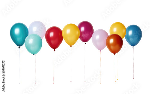 Colorful Latex Balloons in Assorted Sizes Festive Air Delight on a White or Clear Surface PNG Transparent Background.