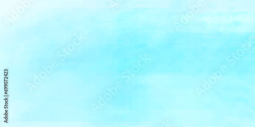 sunny sky blue light watercolor background. Aquarelle painting brush effect card paper textured canvas cloudy smoke space for text  entertaining card  template. aquamarine color graphics illustration