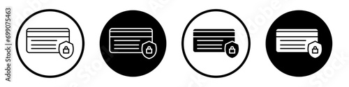 Secure payment icon set. safe credit card checkout vector symbol. secure purchase payment transaction sign in black filled and outlined style.