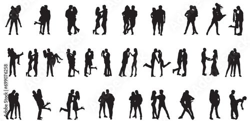 Silhouette of couple. Happy couple silhouette ontransparent background. 