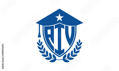 AIV three letter iconic academic logo design vector template. monogram, abstract, school, college, university, graduation cap symbol logo, shield, model, institute, educational, coaching canter, tech photo