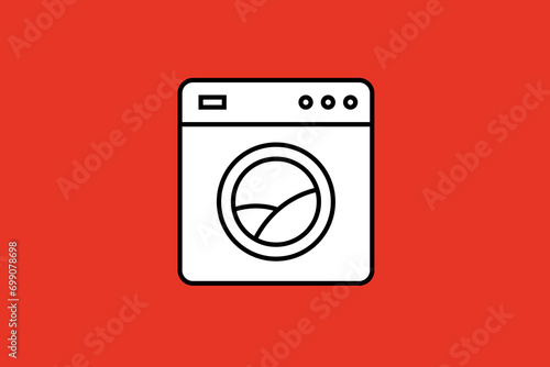 washing machine illustration in flat style design. Vector illustration.	