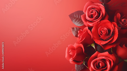 Roses on red background  Valentine s Day wallpaper  romantic background