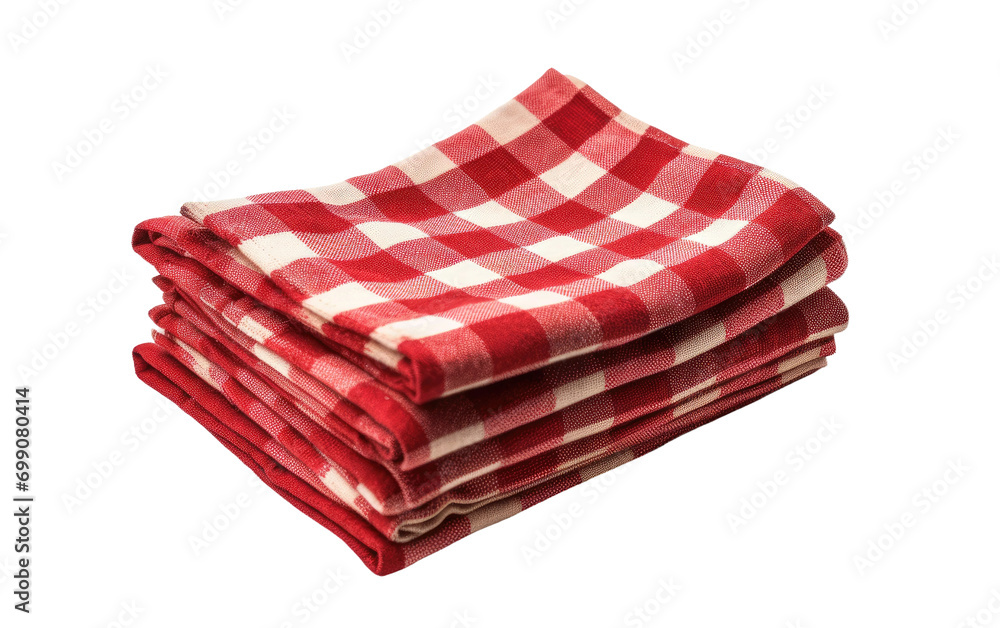 Checkered Picnic Napkin Set in Classic Design on a White or Clear Surface PNG Transparent Background. Checkered Picnic Napkin Set in Classic Design on a White or Clear Surface PNG Transparent Background.