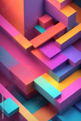 Colorful 3d objects abstract and creative background  vertical composition