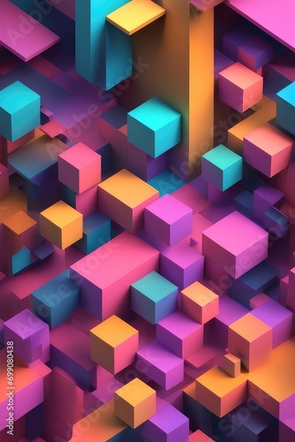 Colorful 3d objects abstract and creative background  vertical composition