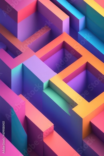 Colorful 3d objects abstract and creative background, vertical composition