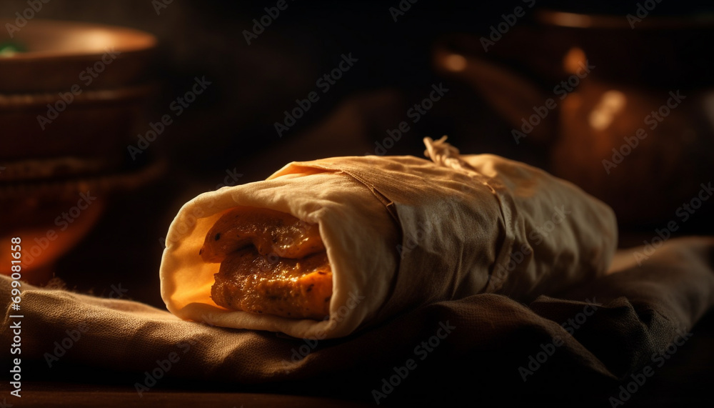 Fresh homemade pork bun, a delicious Chinese appetizer ready to eat generated by AI Fresh homemade pork bun, a delicious Chinese appetizer ready to eat generated by AI