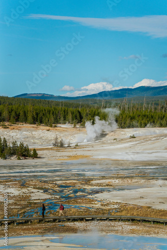 View of Norris Geyser Basin, Yellowstone National Park, Wyoming, USA