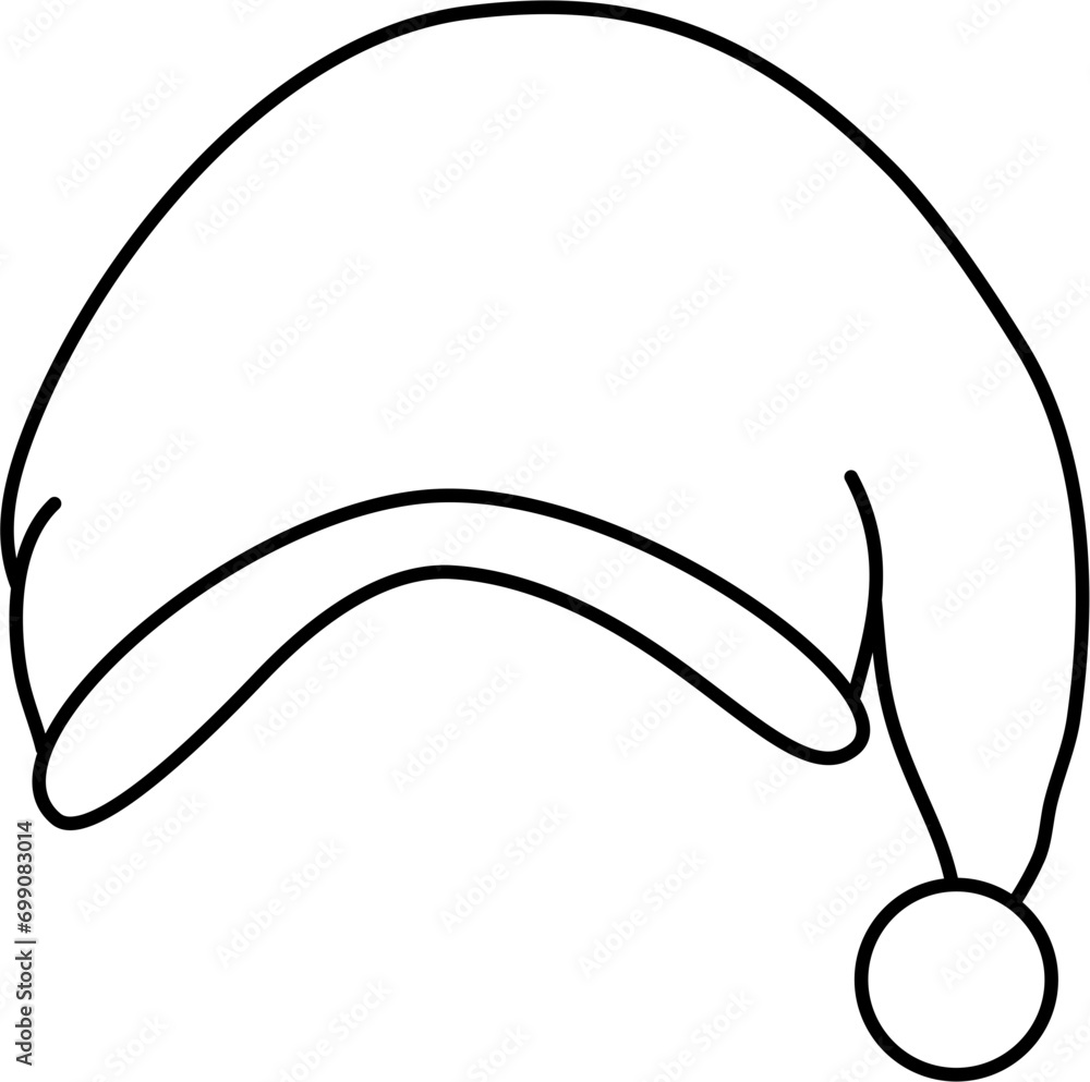Cute Christmas Santa's hat outline cartoon doodle illustration Cute Christmas Santa's hat outline cartoon doodle illustration