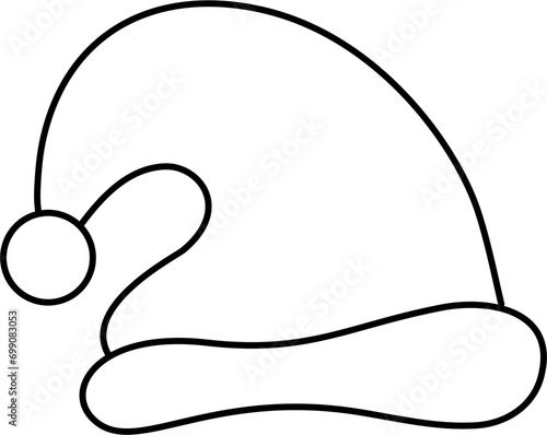 Cute Christmas Santa's hat outline cartoon doodle illustration